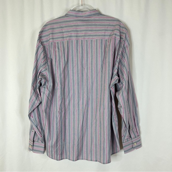 Tommy Bahama | Mens Gray Button Up Shirt Pink/Blue Stripe XL - Picture 6 of 6